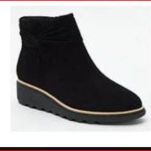 Clarks Black Suede Side Tie Boot